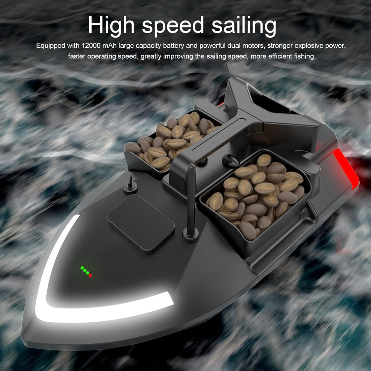Double Motors RC Fishing Bait Boat 500M Range Load 4.4Lbs K560468