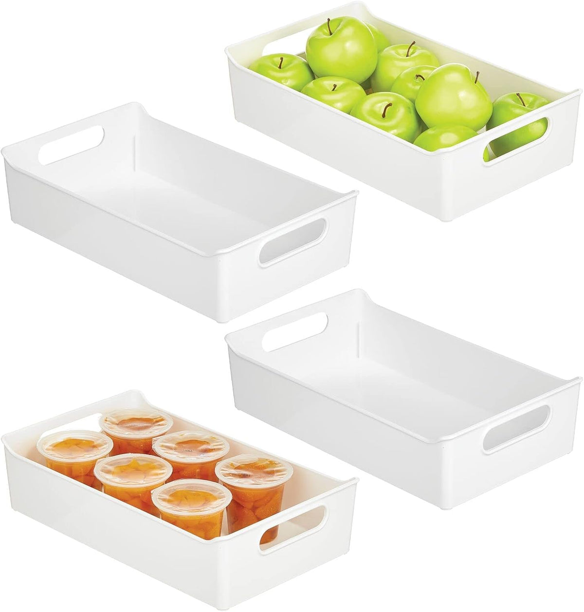 Clear Plastic Kitchen Storage Container Bins with Handles 4 Pack M1165