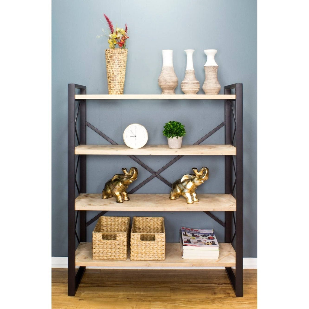 Grey 4 Shelf Standard Bookcase L365
