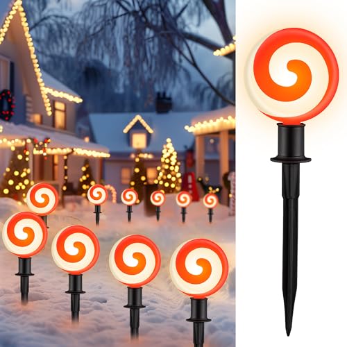 Red 10 LED Peppermint String Lights with Stakes O6296