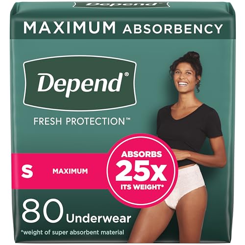 Disposable Maximum Blush Adult Incontinence Underwear for Women, Small, 80 Count V224