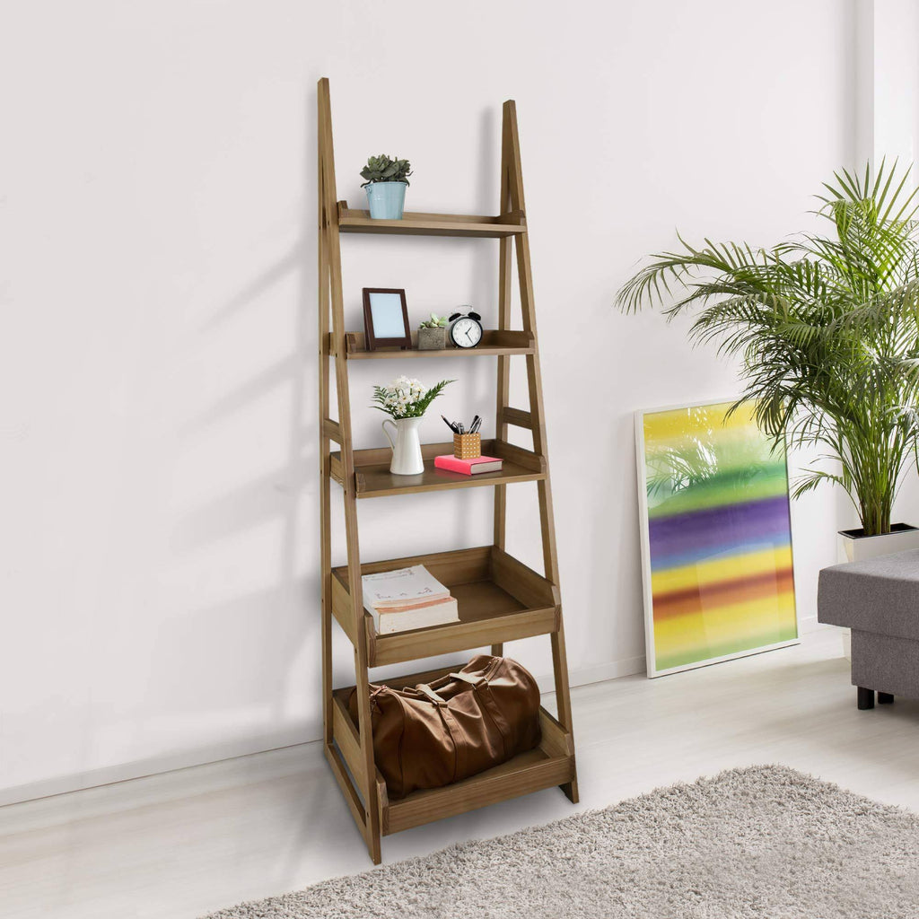 5-Shelf Gray Ladder Bookcase G292