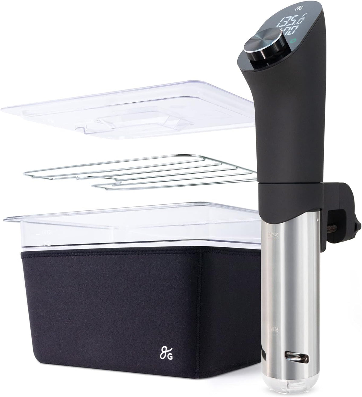 1100 Watt Sous Vide Cooker with Plastic Container, Lid, and Neoprene Sleeve O32324
