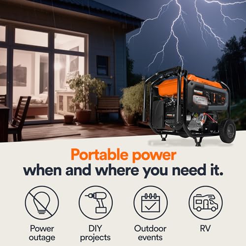 8,000-Watt Gas-Powered Portable Generator with Electric Start D65935