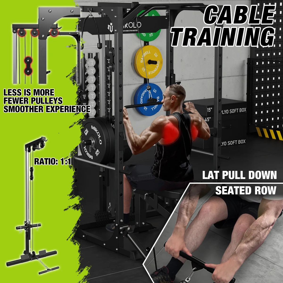 Power Rack Cage with LAT Pulldown System, 1200LBS Capacity, 13-Level Adjustable Height Z280934