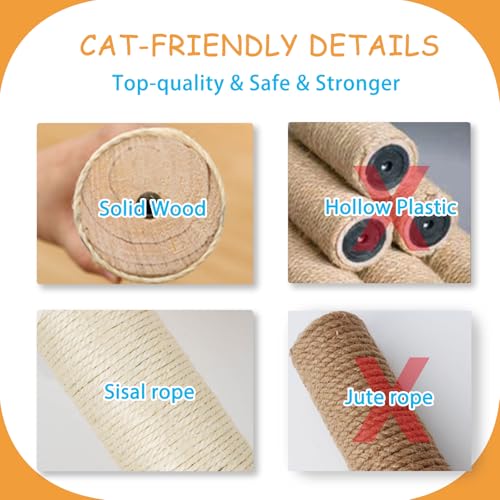 9-Piece Wall-Mounted Cat Shelves Set with 2 Sisal Scratching Posts A8967