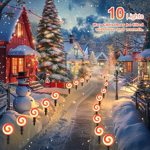 Red 10 LED Peppermint String Lights with Stakes O6296