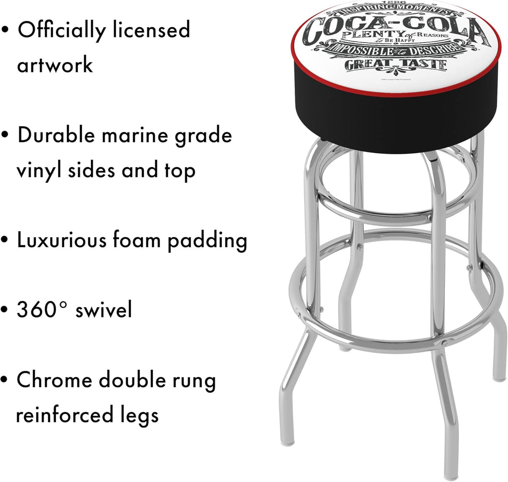Vintage Swivel Bar Stool with Foam Padded Seat E179311