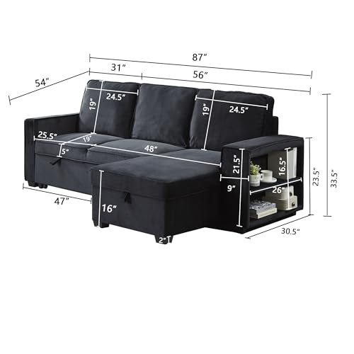 Brown Velvet L-Shaped Sectional Sofa with Storage Chaise A5928