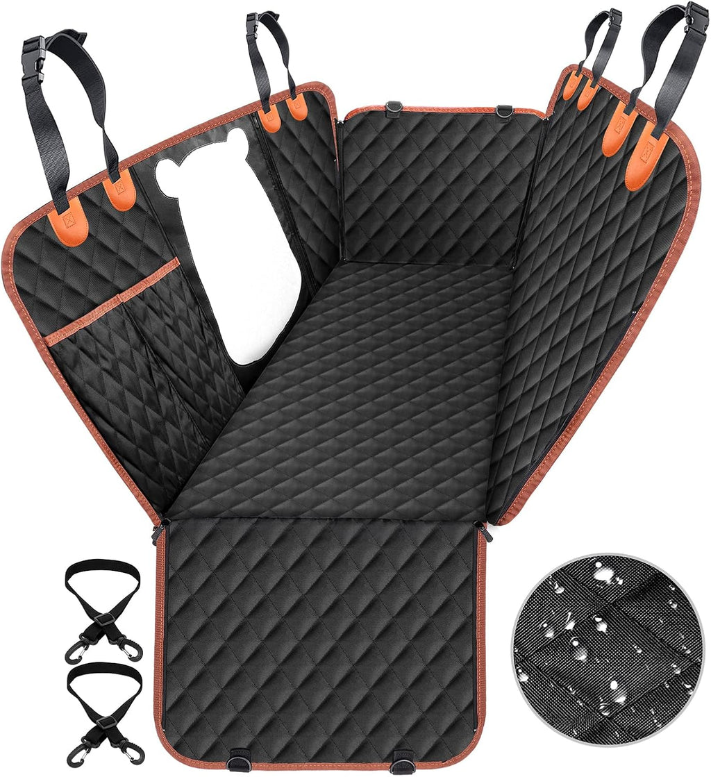 Waterproof Dog Car Seat Cover with Mesh Window and Storage Pockets S29040