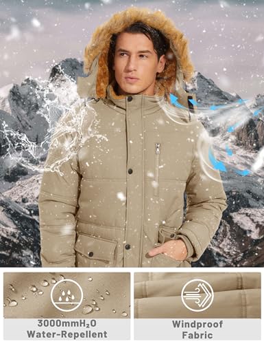 Men's Winter Hooded Water Repellent Windproof Thicken Parka Ski Coat Y64715