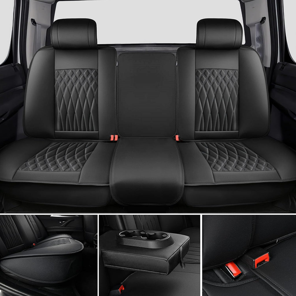 1 Pair Black Waterproof Leather Seat Covers E4511