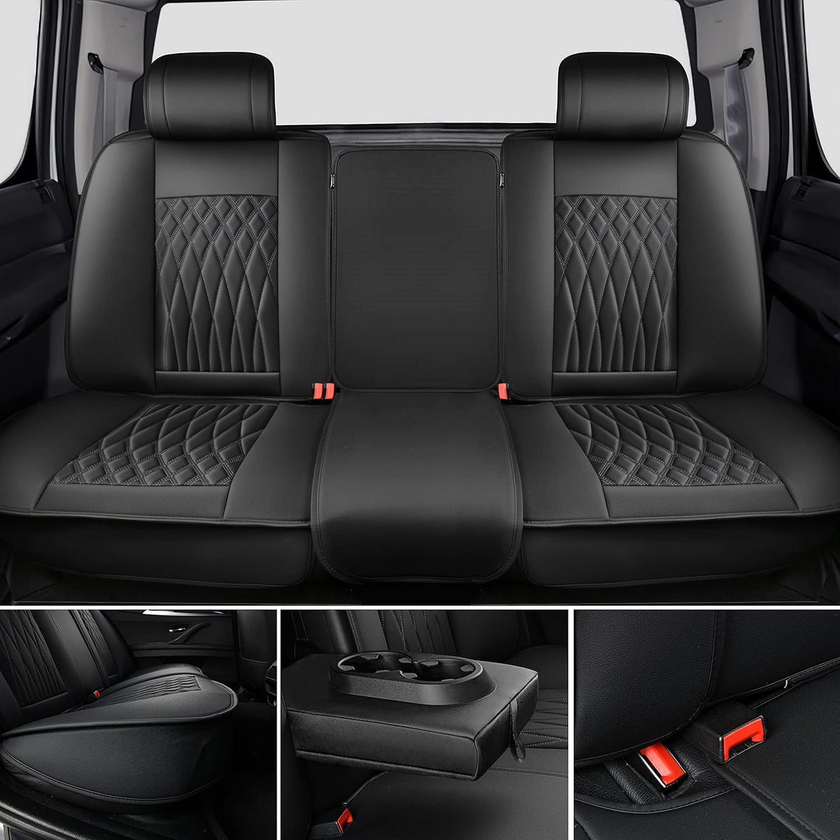 1 Pair Black Waterproof Leather Seat Covers E4511
