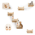 9-Piece Wall-Mounted Cat Shelves Set with 2 Sisal Scratching Posts A8967