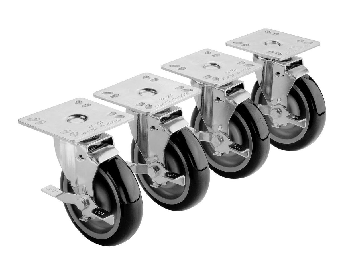 5 in Swivel Plate Caster Set with Brakes B453993