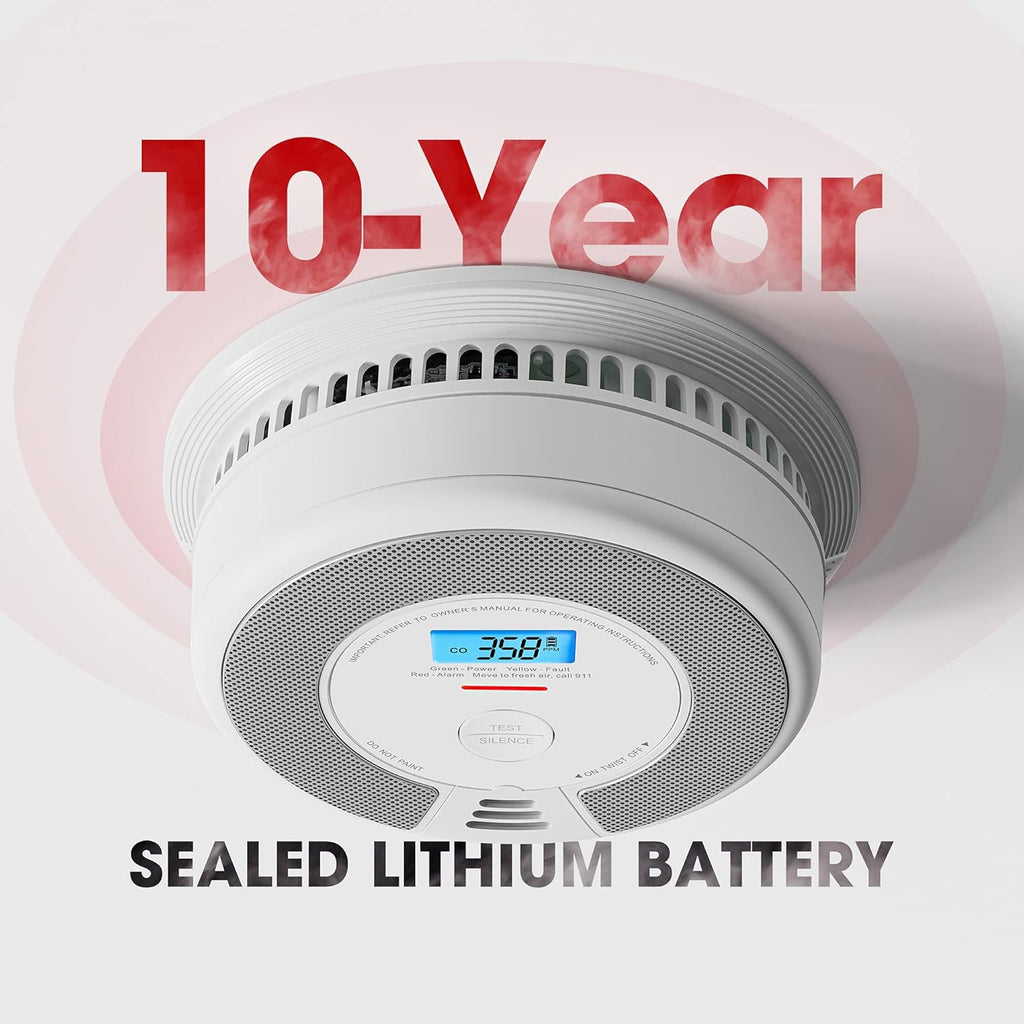 Wireless Interconnected Combination Smoke and Carbon Monoxide Detector with LCD Display, Pack of 3 K503