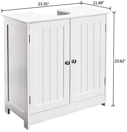 Bathroom Floor Storage Cabinet with Shelf and Double Doors C905146