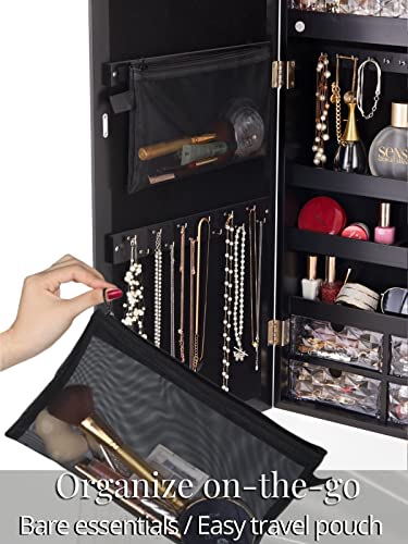 White Lockable Mirror Jewelry Cabinet with Drawers T190223