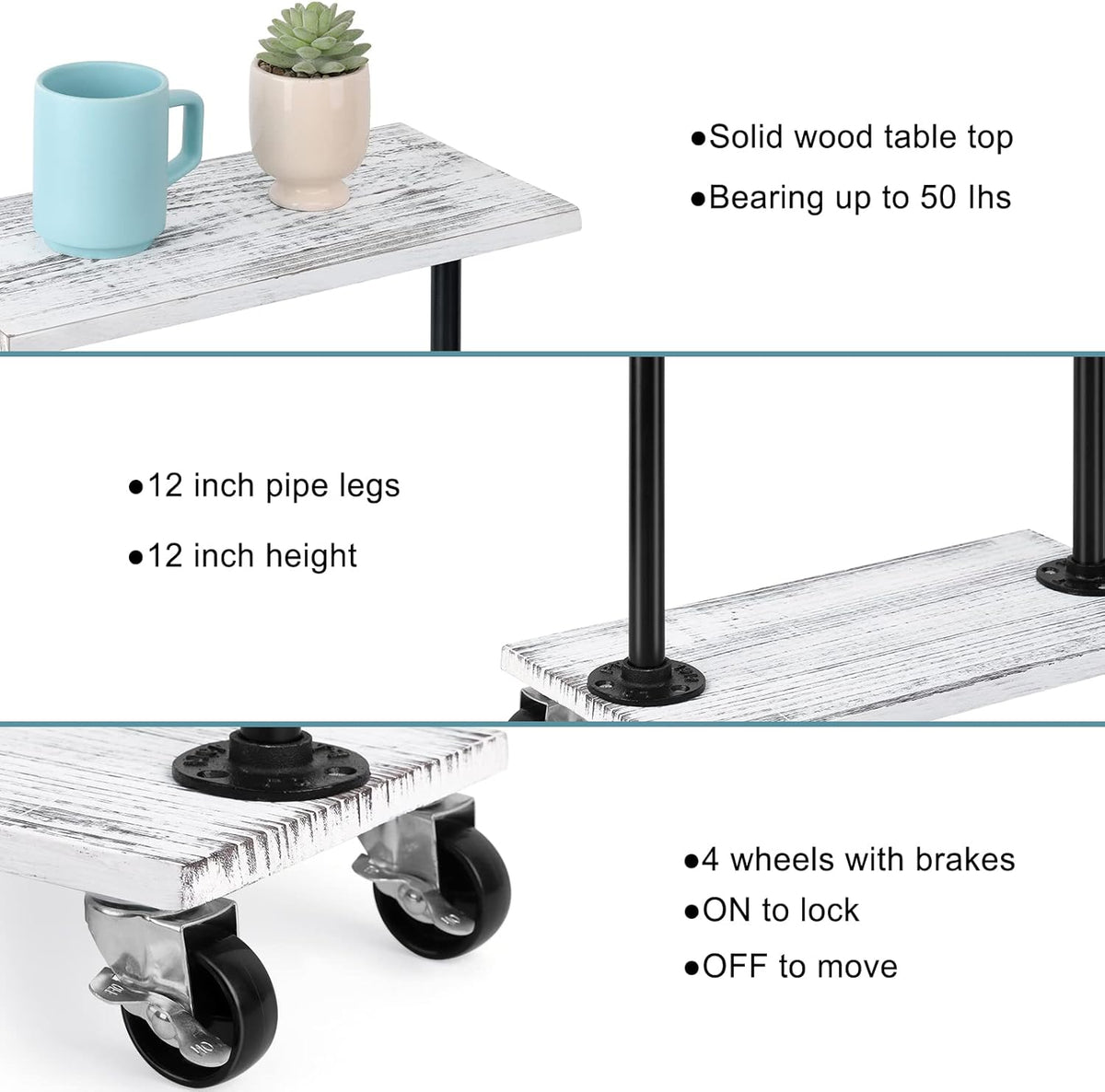 Narrow End Table with Wheels D546979