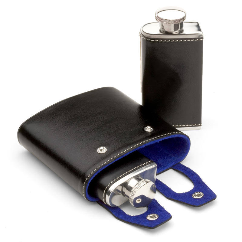 Black Leather Hip Flask K9154