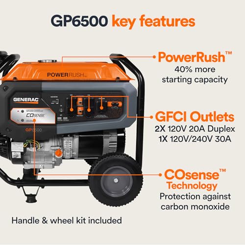 8,000-Watt Gas-Powered Portable Generator with Electric Start D65935