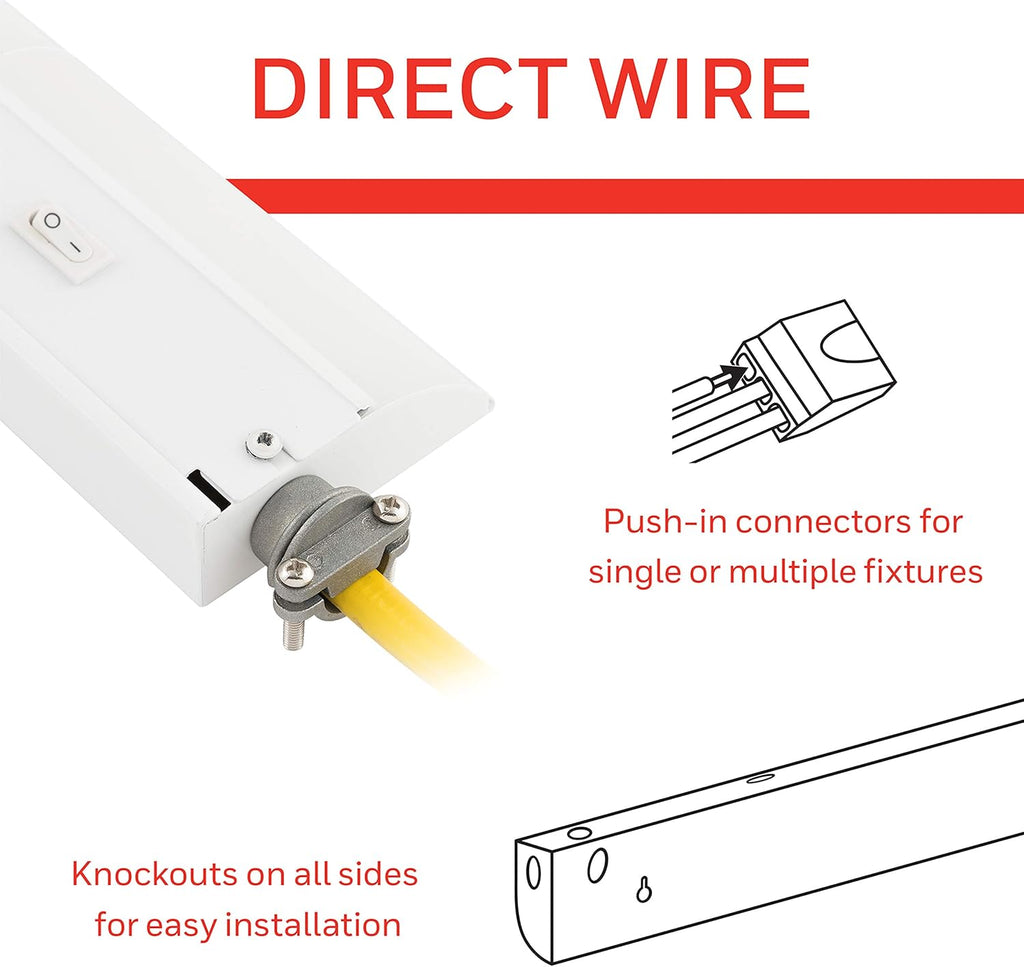 24in. Direct Wire LED Light Fixture, Selectable White, Selectable Brightness I20525