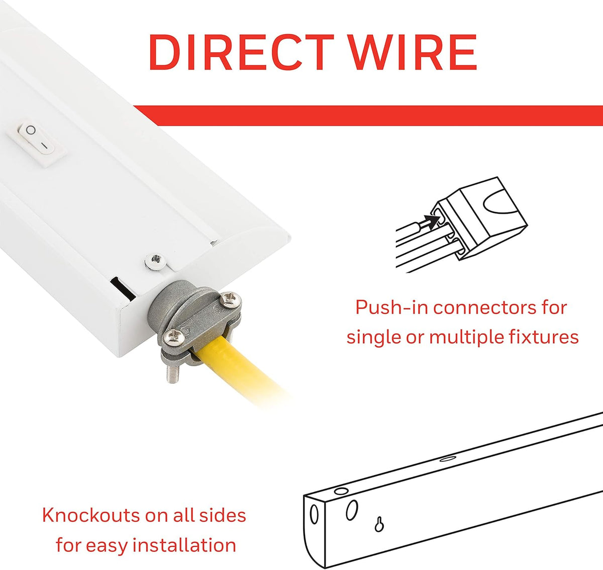 24in. Direct Wire LED Light Fixture, Selectable White, Selectable Brightness I20525