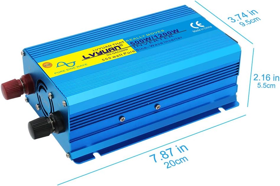 500W Pure Sine Wave Power Inverter DC 12V to AC 110V with Dual USB Ports Pack of 2 X2781