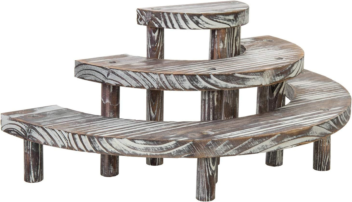 3 Tier Rustic Torched Wood Cupcake Stand I2337