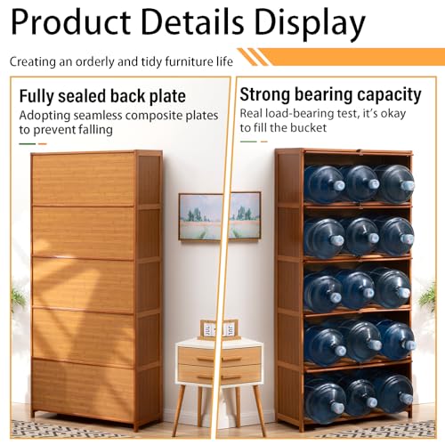 5 Tier Bamboo Display Cabinet with Acrylic Glass Door K686