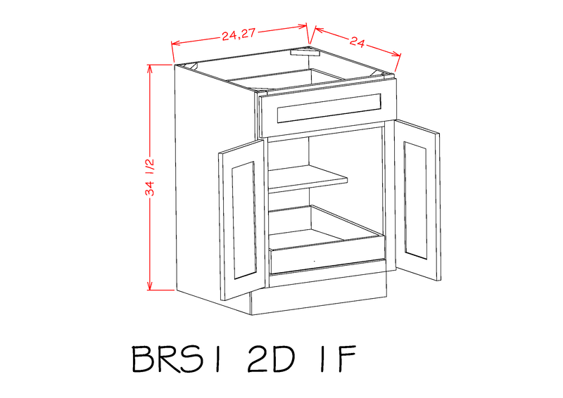 Grey 2 Door 1 Drawer 1 Shelf Base Cabinet H10875
