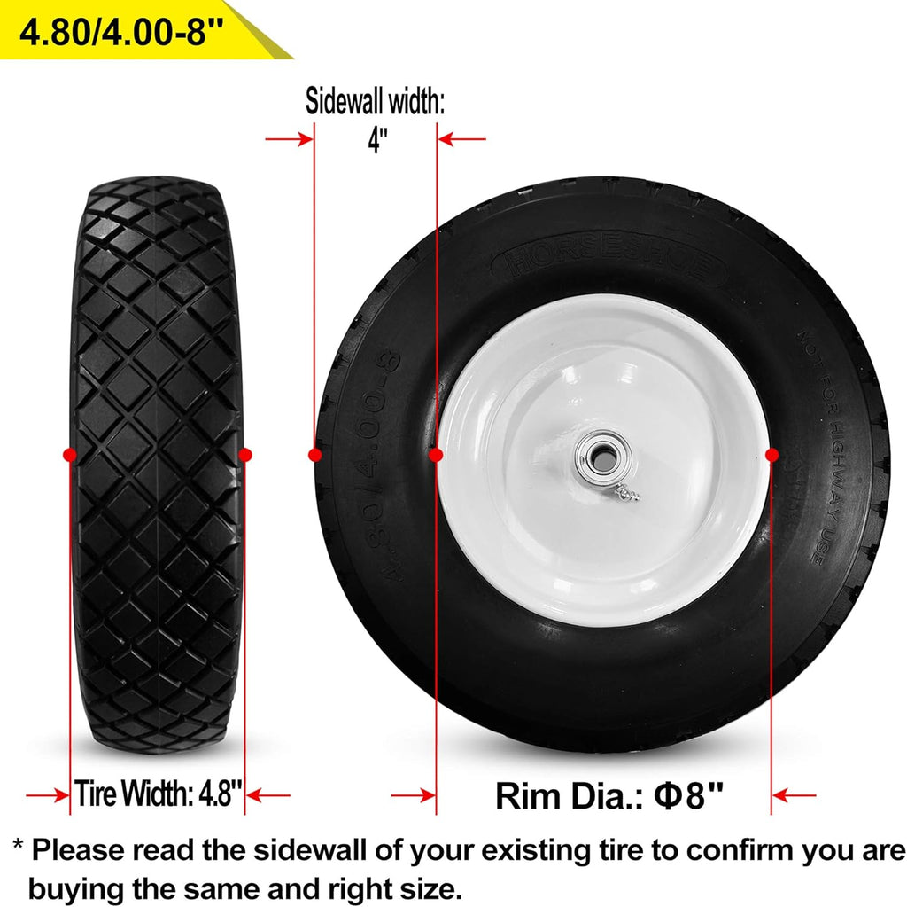 4.80/4.00-8 Flat-Free Tire Wheelbarrow Cart with Steel Rim R71432