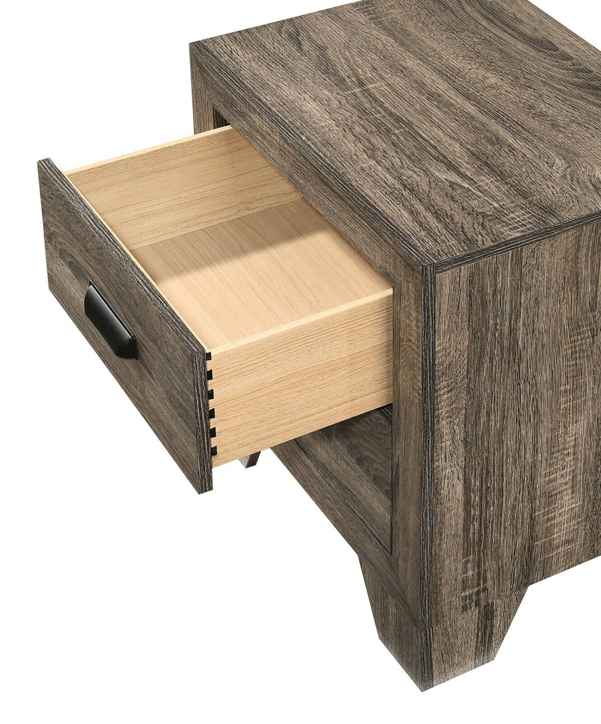 Gray Full Size Fabric Upholstered Panel Bed 2 Nightstand Set C409