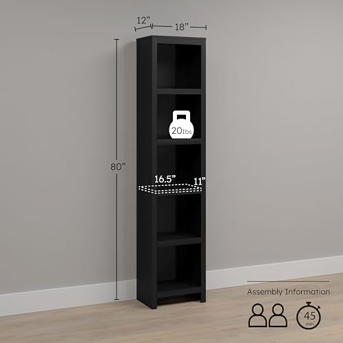 White 6-Tier Bookcase with 2 Adjustable Shelves R859