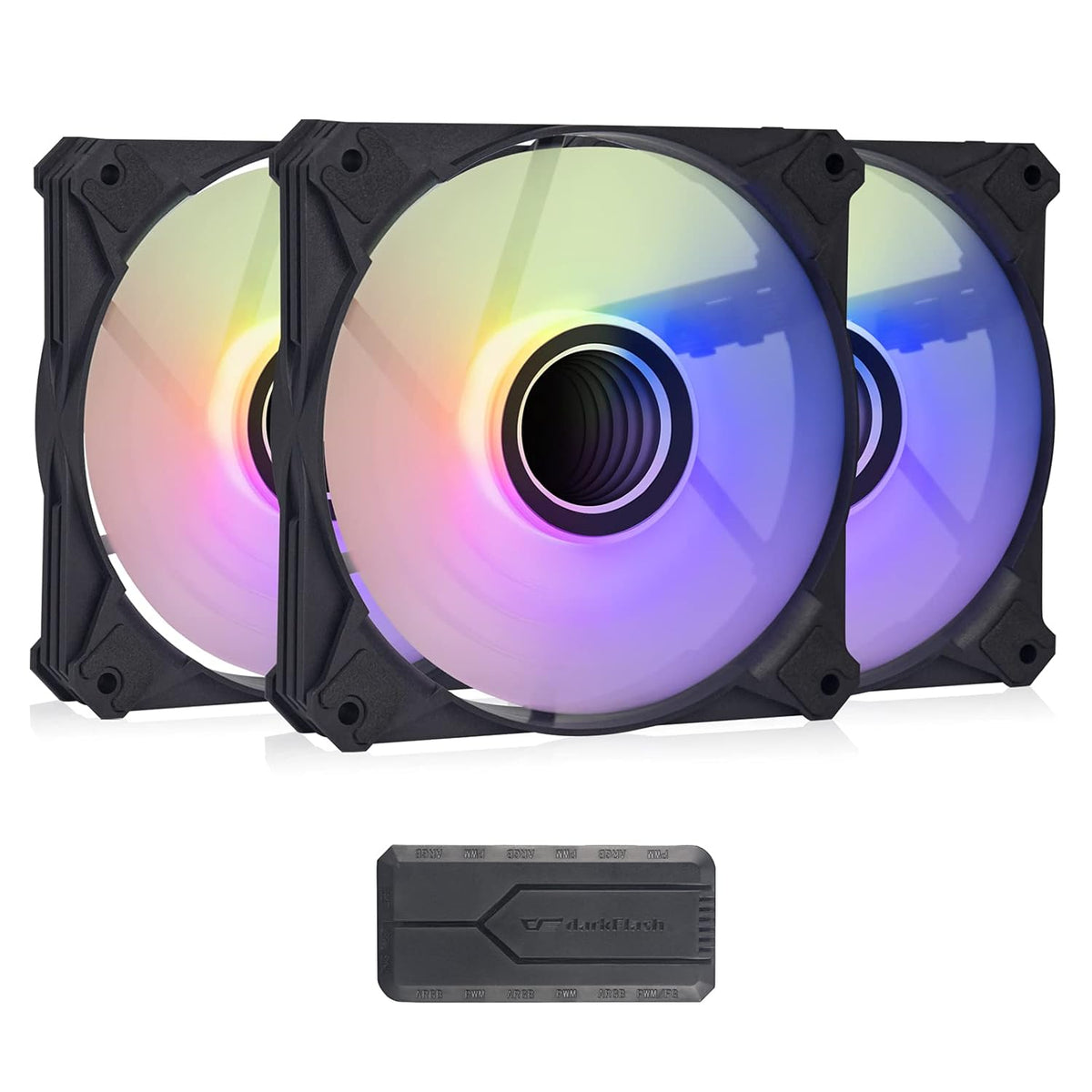 White 5Packs 120mm ARGB PWM Case Fans with Controller R508443