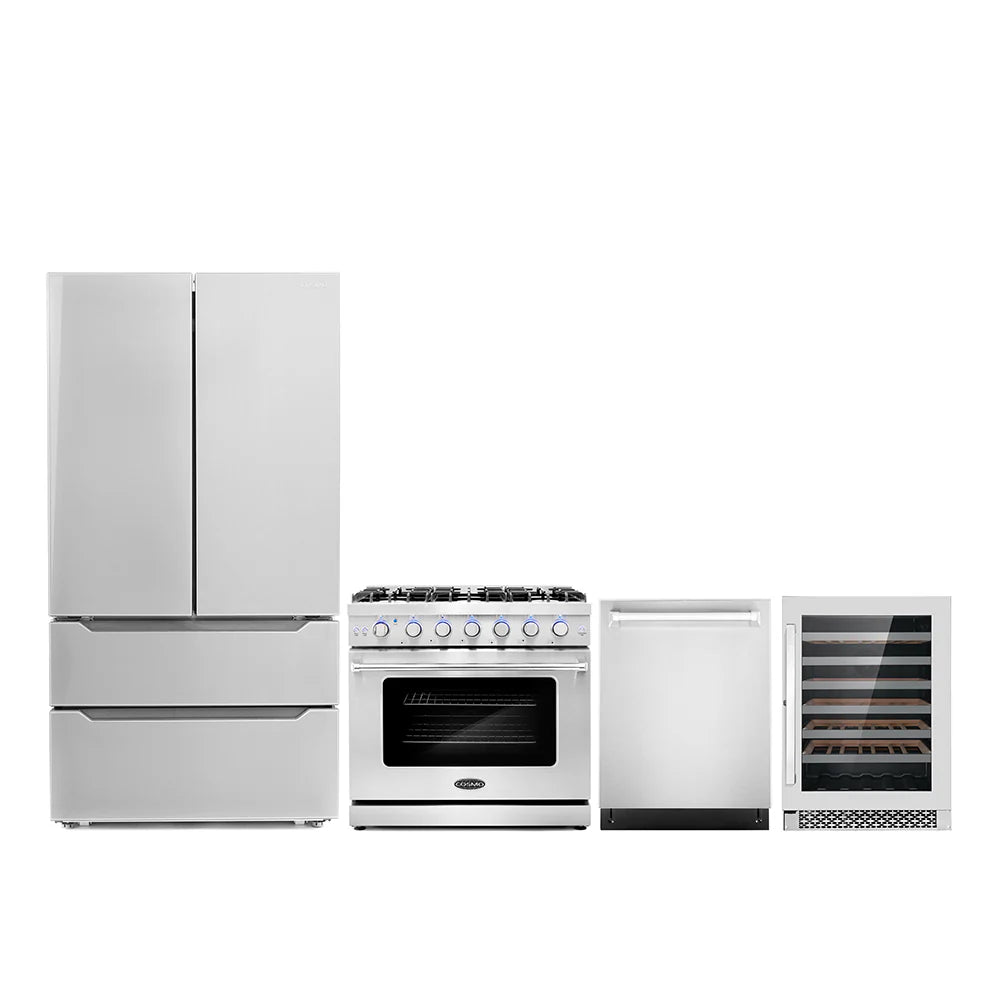 36 Gas Range, Refrigerator with Ice Maker, Dishwasher and Wine Cooler J79371