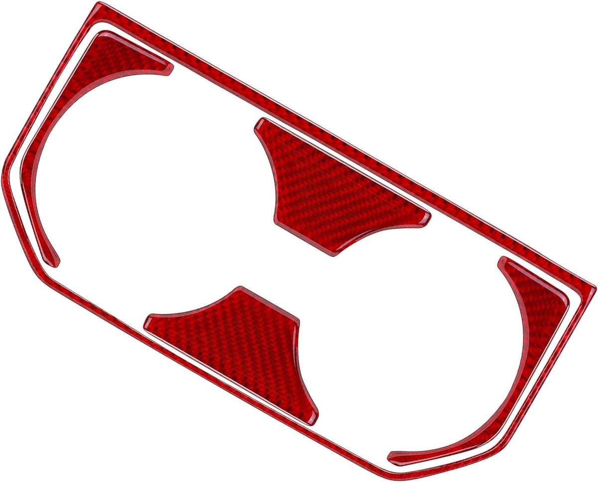 Carbon Fiber Red Rear Cup Holder Panel Trim Cover 5PCS D31453