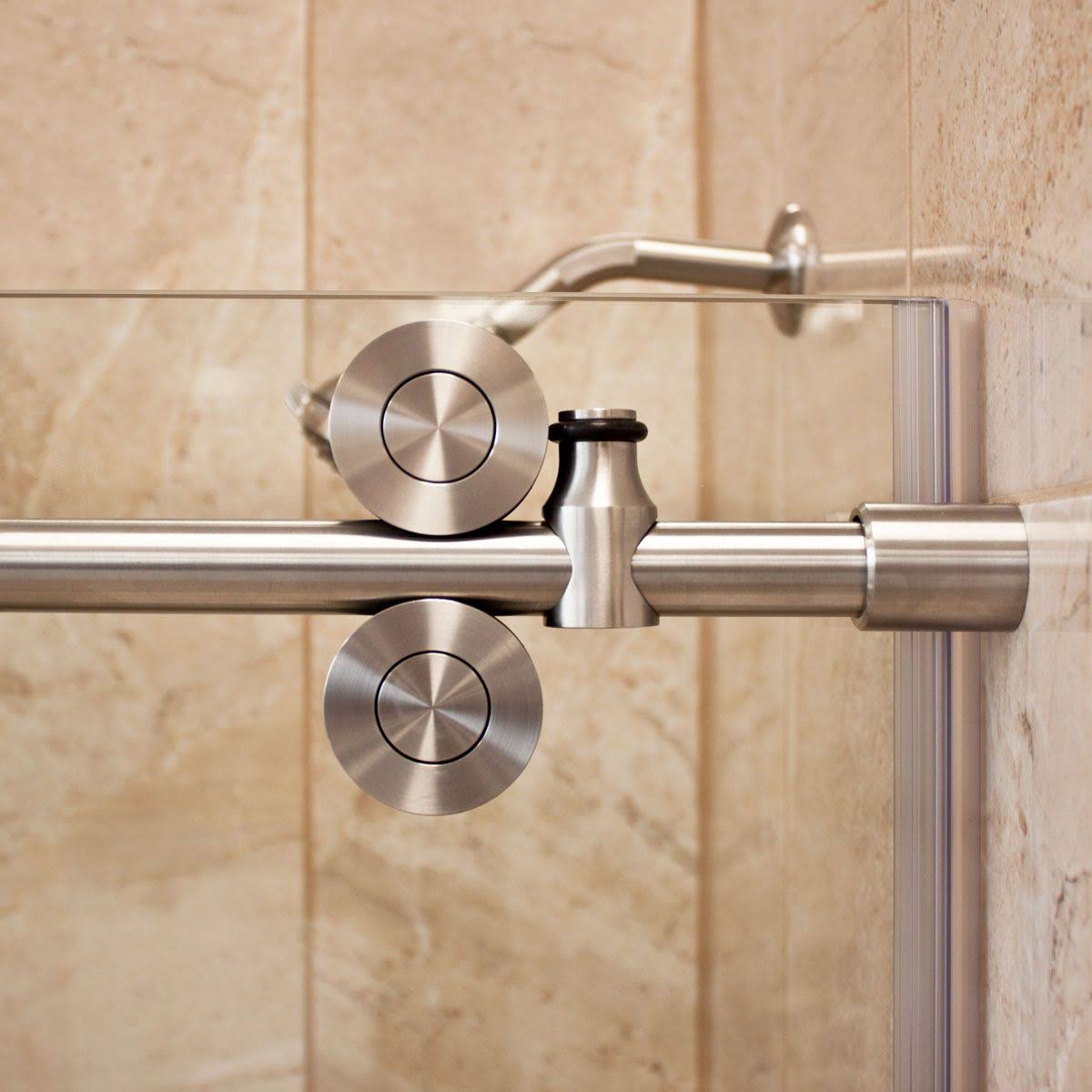 Brushed Nickel Sliding Shower Door with Stationary Panel G706095