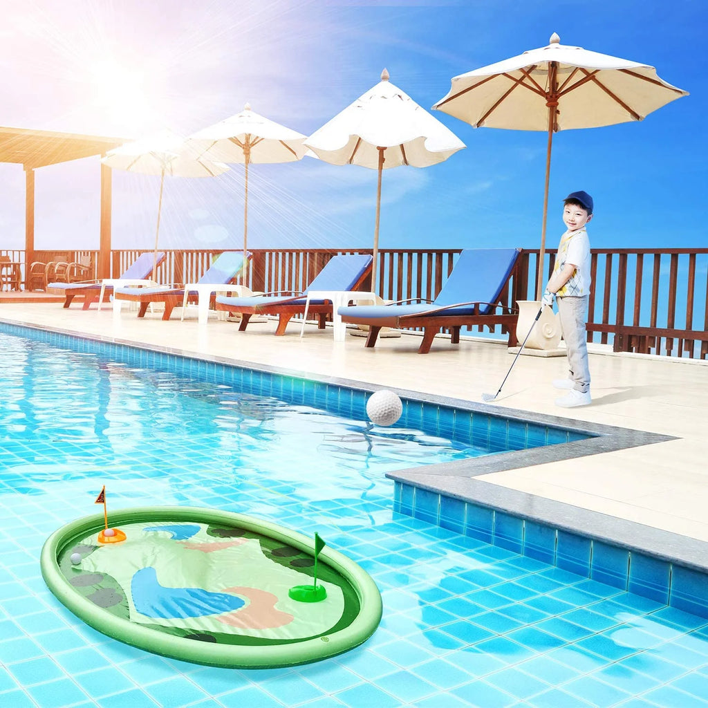 Inflatable Pool Golf Game with 10 Balls, 2 Holes, and 2 Flag V32981