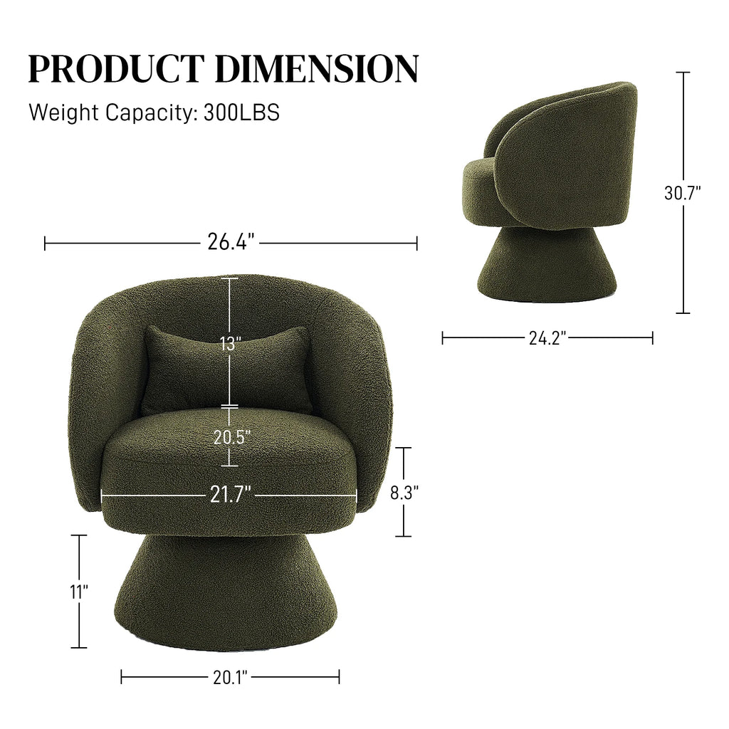 Set of 2 Teddy Fabric Swivel Barrel Chairs N325