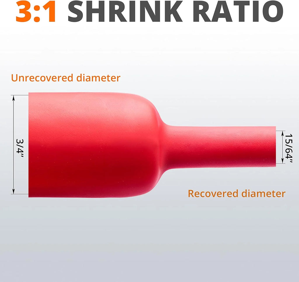 3/4" 3:1 Ratio Adhesive Lined Heat Shrink Tubing Red 50 Feet Roll K25234