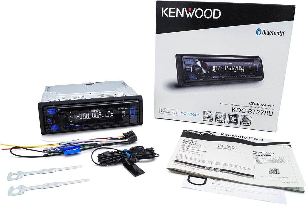 CD Car Stereo with Bluetooth, Single DIN, AM/FM Radio, USB Port, AUX Input L34341