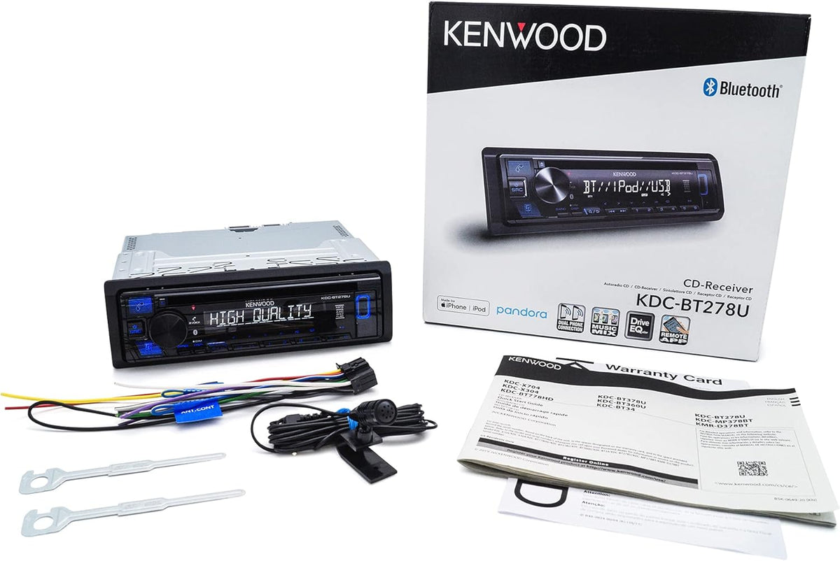CD Car Stereo with Bluetooth, Single DIN, AM/FM Radio, USB Port, AUX Input L34341
