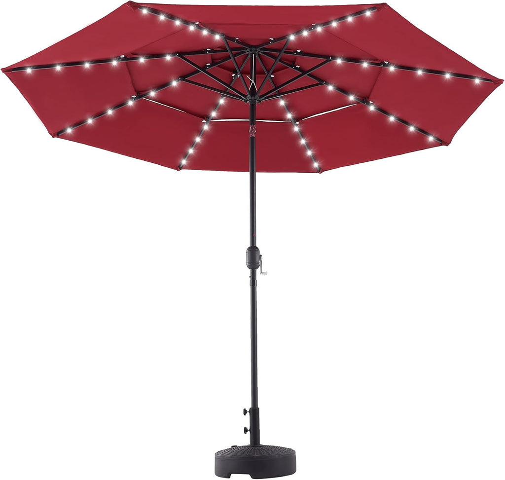10' Patio Umbrella with LED Lights, Double Vent, 30UPF Canopy, 48 Solar Lights C721280