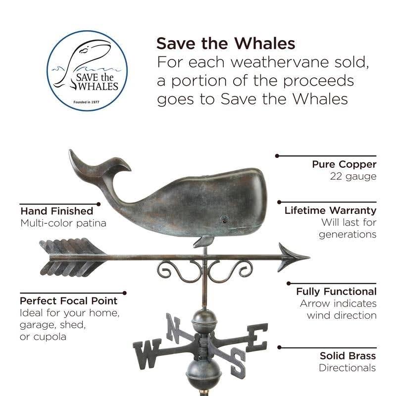 Pure Copper Save The Whales Weathervane A164