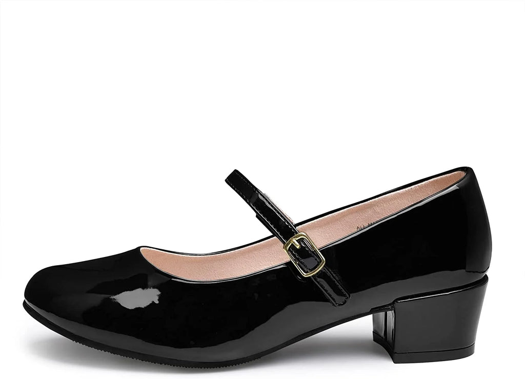 Black Mary Jane Dress Shoes Low Heels I1419
