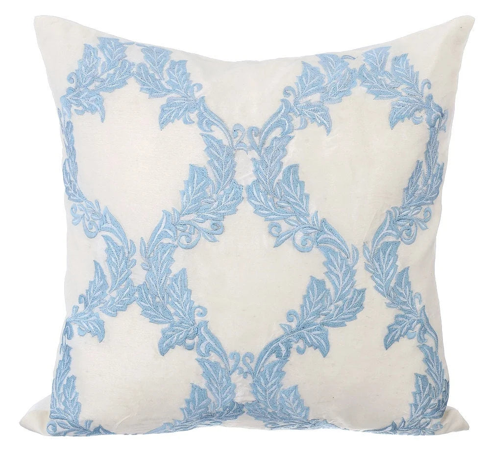 Blue Silk Decorative Pillow Covers 16x16 inch Y835