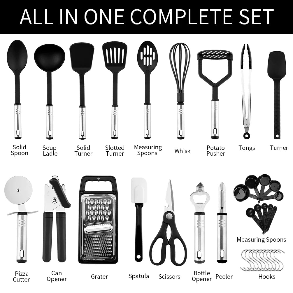35 Piece Silicone and Stainless Steel Kitchen Utensil Set W7314