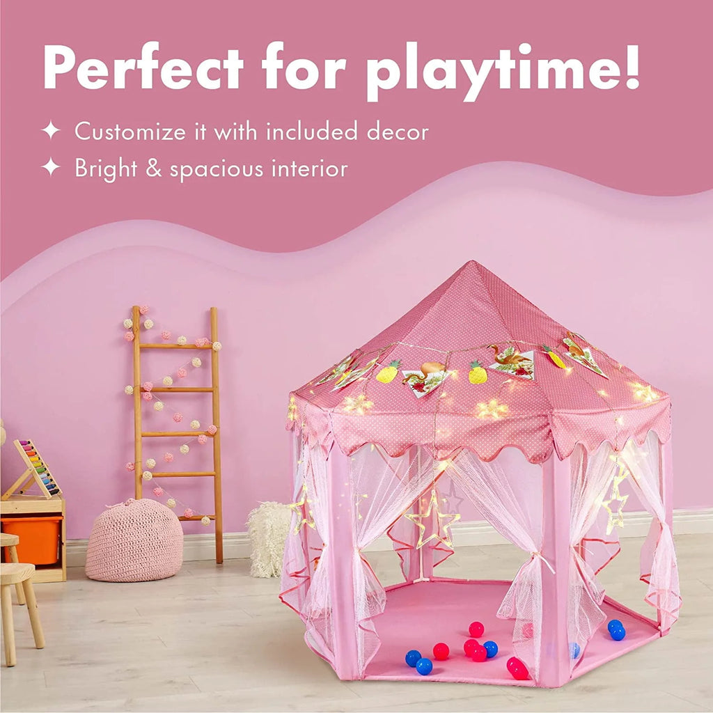 Princess Castle Play Tent with LED Star String Lights M753