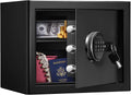 Security Safe Cash Box with Double Digital Keypad Key Lock (13.78 x 9.85 x 9.85 Inch) A517269